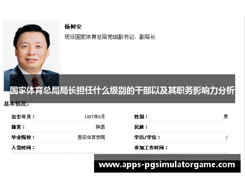 国家体育总局局长担任什么级别的干部以及其职务影响力分析